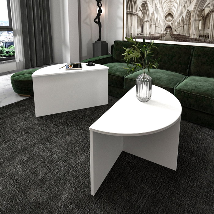 Hanah Home Dolunay - Mesa de centro blanca de dos piezas